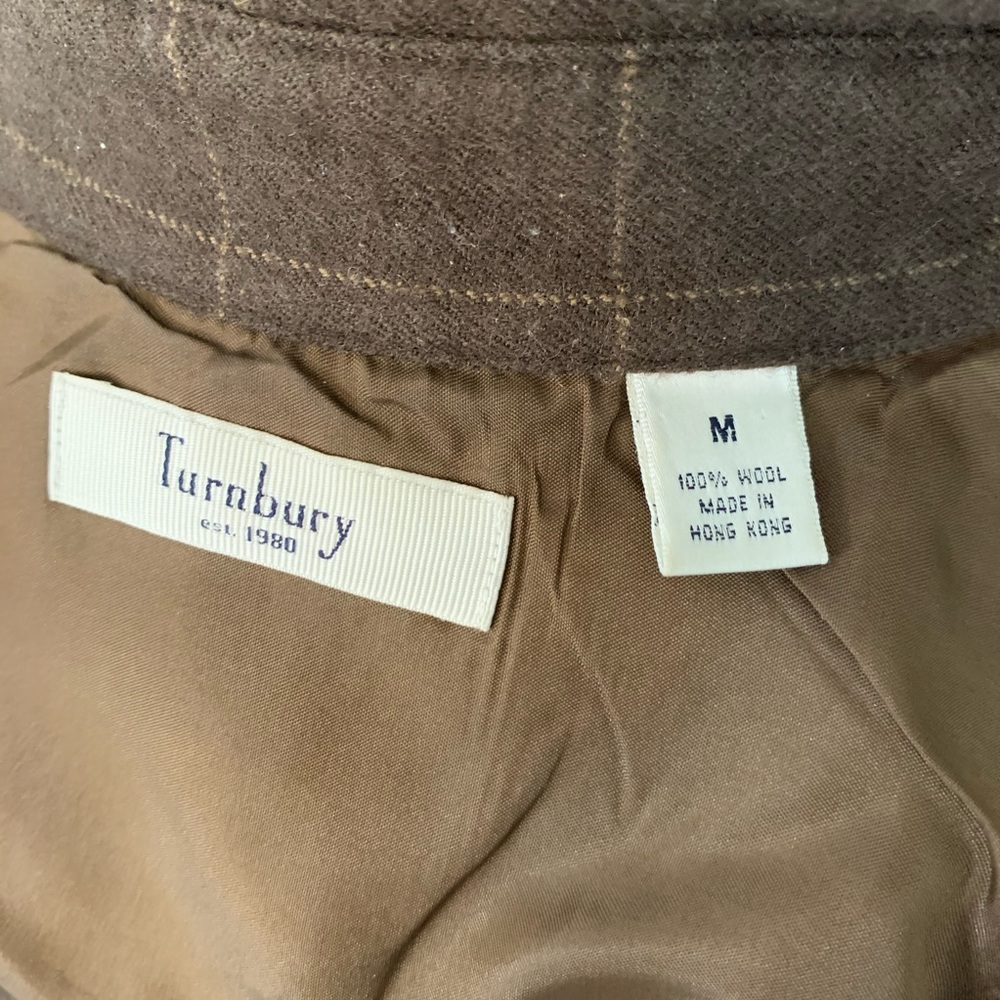 Turnbury 100% Wool Brown Plaid Shirt M - Picture 5 of 8